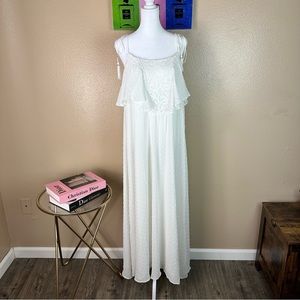 J.O.A Maxi Dress Ivory Adjustable Straps Sundress Wedding Evening Beach Medium